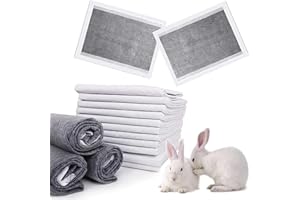 kathson Rabbit Pee Pads Disposable Cage Liners 100PCS All Absorb Black Carbon Odor Control Bunny Training Accessories with Quick-Dry Surface for Puppy Guinea Pig Kitten Hedgehog Small Animals