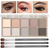 10 Colors Matte Eyeshadow Palette, Gray Taupe Brown Eye Shadow Palettes | Nude Eye Pallete Makeup, Neutral Smokey Eye Shadow for Older Women, Long Lasting Waterproof Professional Makeup Kit, Cement
