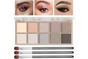 Sulily 10 Colors Eyeshadow Palette Matte Naked Eye Shadow Makeup,High Pigmented, Naturing-Looking, Ultra-Blendable,Long Lasting High Pigment Nude Eyeshadow with 3 Eyeshadow Brush(Cement color)