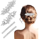 Avxdbr 4Pcs Rhinestone Hair Clips Hair Barrettes for Women Flower Hairpins Sparkly Hair Accessories for Wedding Daily Life Parties Ceremonies Proms