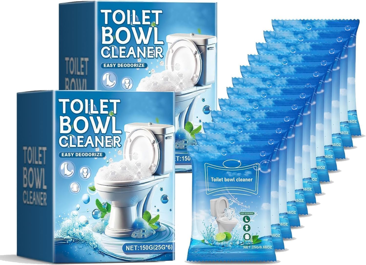 Photo 1 of YAGUAN Splash Toilet Cleaner, New Foaming Bowl Toilet Cleaner, Bowl Powder Bathroom Sink and Drain Powder (2 Box 12 Bags)