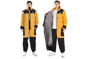 Women's Men's Ski Suits One Piece Jumpsuit Winter Outdoor Warm Snowsuits Windproof-Insulated for Skiing, Fishing (Yellow, Lar