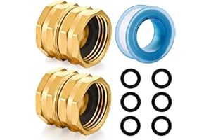 YELUN Solid brass Garden Hose Fittings Connectors Adapter Heavy Duty Brass Repair female to double female faucet leader coupler ​dual water hose connector(3/4"GHT) 2 Pcs