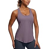 CRZ YOGA Pima Cotton Racerback Tank Tops for Women - Workout Athletic Casual Soft Scoop Neck Sleeveless Shirts