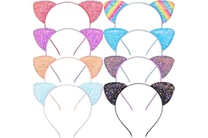 Beinou Glitter Cat Ears Headband Kitty Headband for Girls Women Sparkly Glitter Hair Shiny Hairbands Hair Accessories