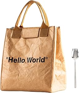 VonNova Tyvek Lunch Bag Insulated Large Lunch Tote Bag Reusable Thermal Food Container Durable and Leakproof Snack Bags Lunch Bags for Women Men Adults College Work Picnic Hiking ,brown