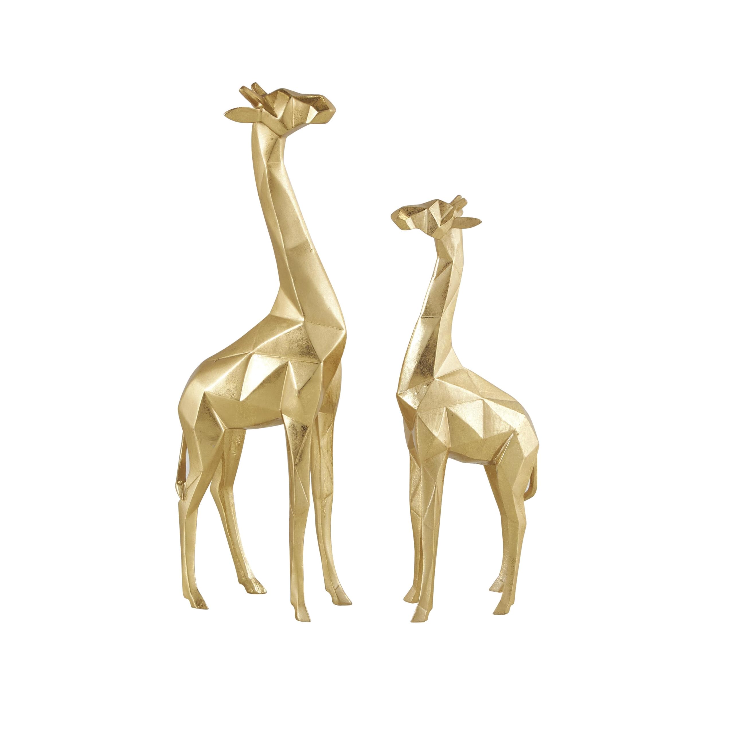 Photo 1 of CosmoLiving by Cosmopolitan Polystone Giraffe Decorative Sculpture Home Decor Statues, Set of 2 Accent Figurines 12", 15"H, Gold