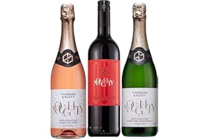 Thomson & Scott Noughty Wine Sampler Bundle, 1 Sparkling Rosé + 1 Sparkling Chardonnay + 1 Red, Dealcoholized Non Alcoholic Wine, Medium Sweetness, Organic, <0.5% ABV, 750ml Bottle, 3 Pack