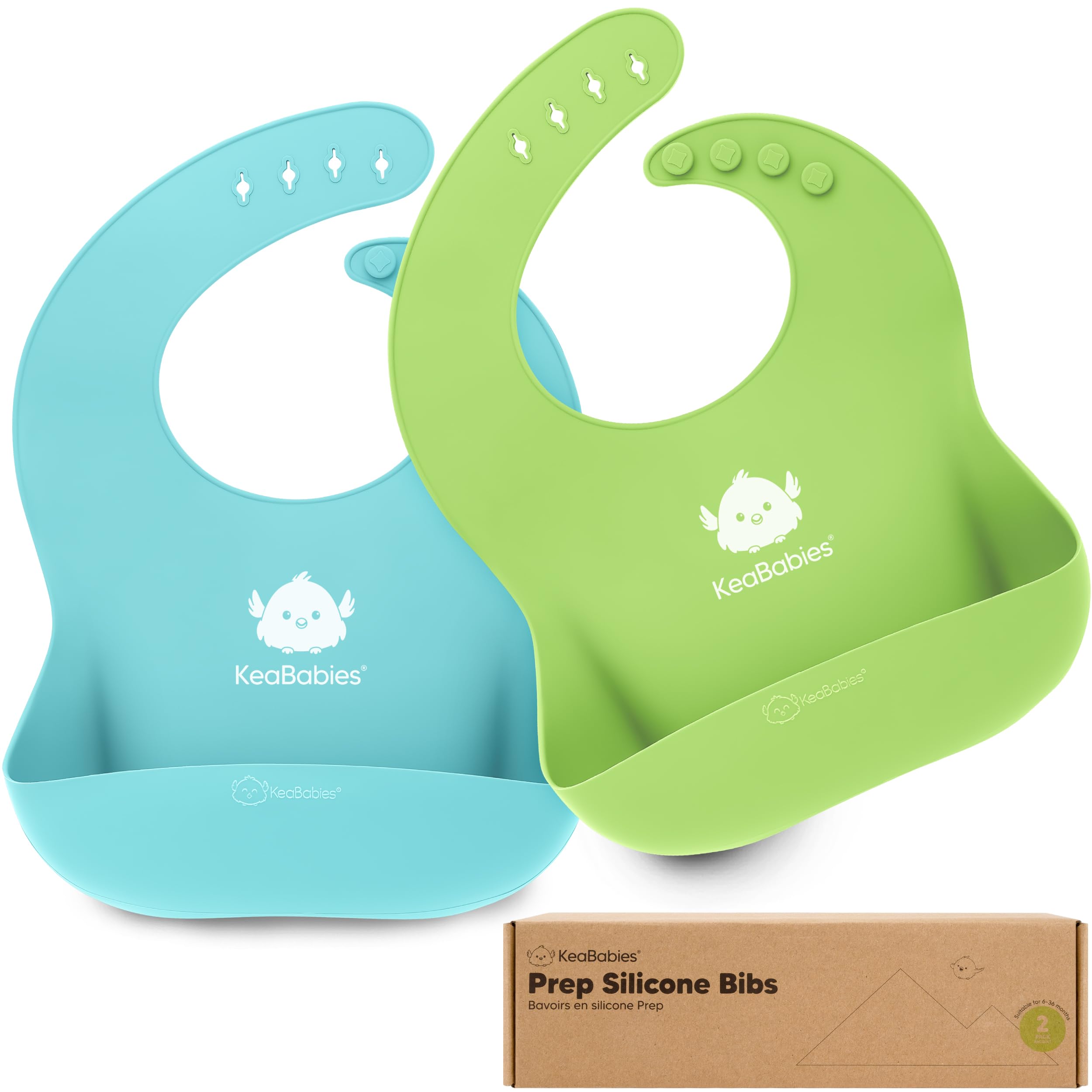 Silicone Baby Bibs - Easy Wipe Silicone Bibs for Babies - Weaning Bibs with Large Food Catcher - Toddler Bib for Boys, Girls - BPA Free Baby Bib - Baby Weaning Bib - Baby Bibs for Weaning (Cloud Nine)