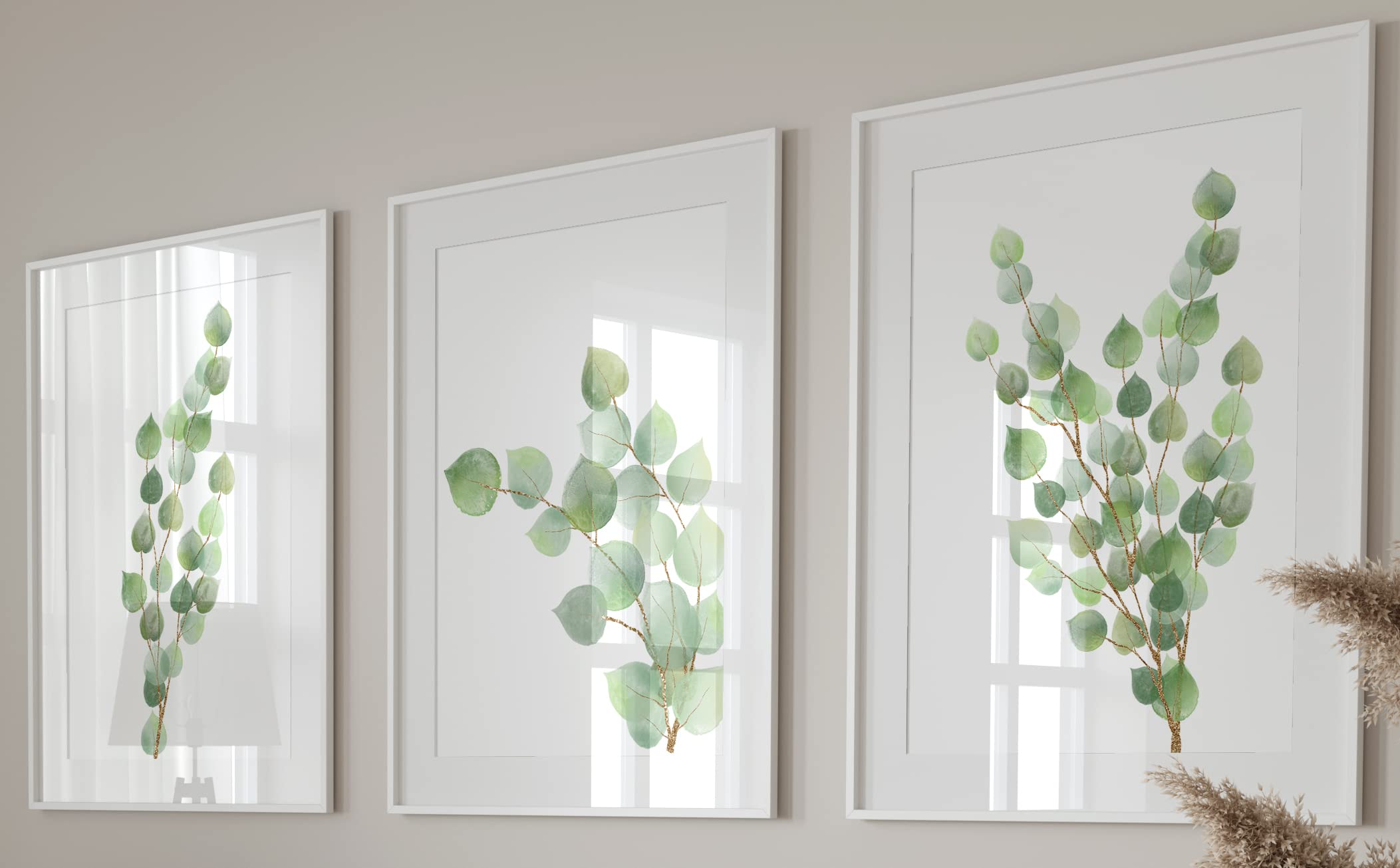 Eviepops Prints Eucalyptus Botanical Wall Art – Set of 3 Unframed Prints, Minimalist Green Plant Decor, Abstract Tropical Leaves Posters for Living Room, Bedroom, Bathroom, Modern Nature Artwork (A3) — image 1