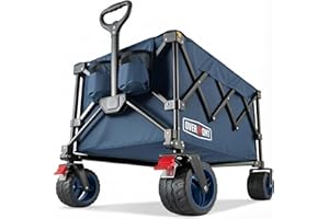 Overmont Ultra-Compact Collapsible Wagon Cart - 200L Portable Folding Wagon with All-Terrain Wheels, Utility Foldable Wagon f