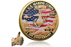 GENERIC US 250th Anniversary Double-Sided Challenge Coin,1.57 Inch Marine Corps Commemorative Coin in Durable Metal - Military Collectible & Veteran Gift Military Appreciation Keepsake (A)