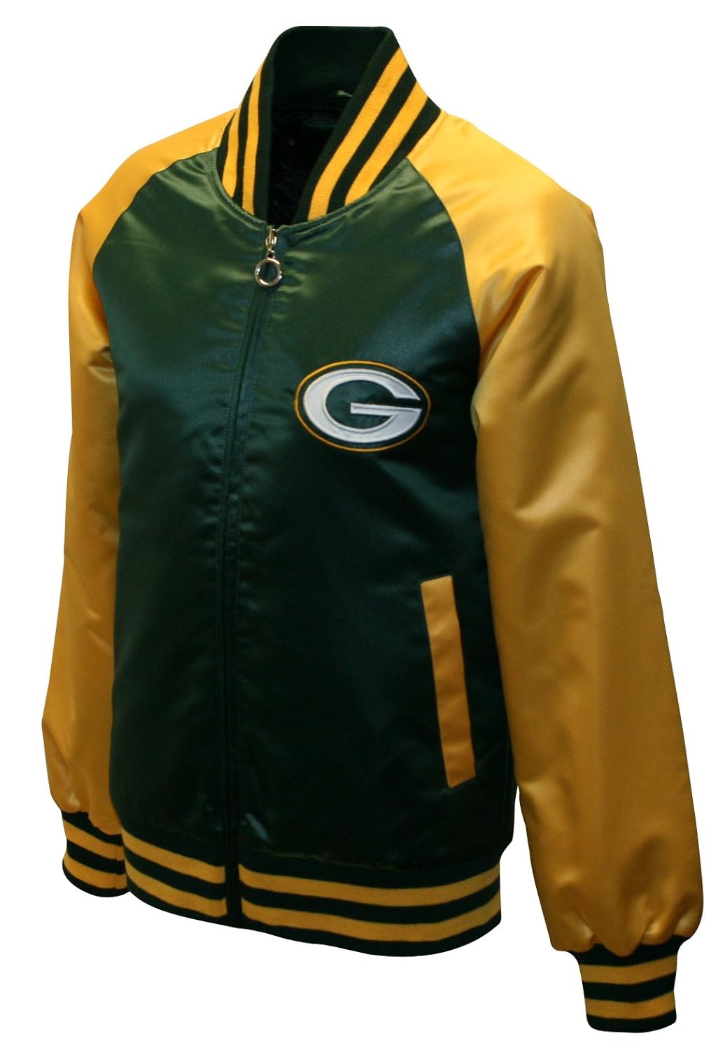 NFL Women's Green Bay Packers Satin Team Spirit Jacket (Green/Gold, XX