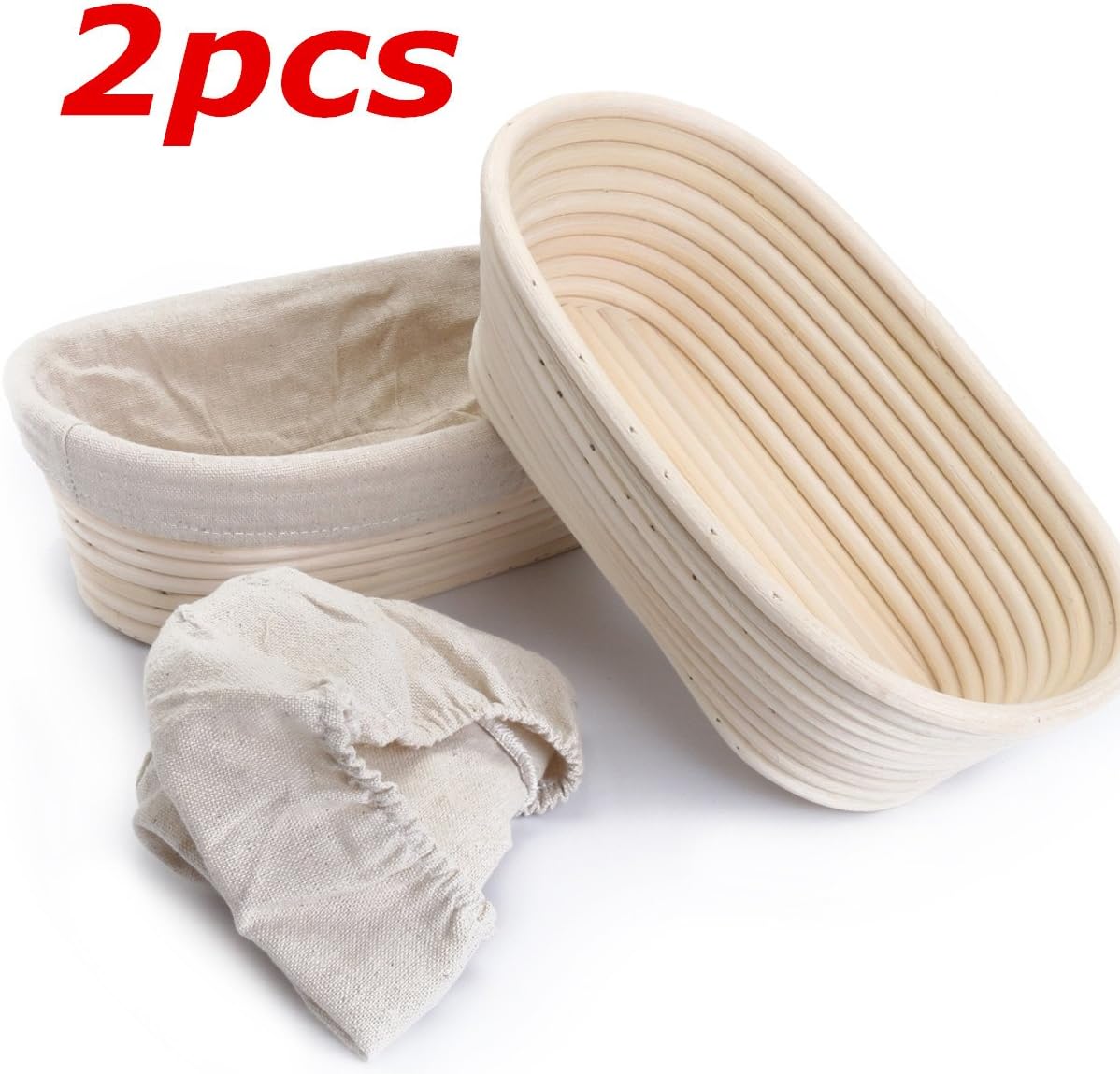 2 Pack of 10 inch Sourdough Bread Bakery Basket,Oval Bread