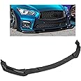 ECOTRIC Front Bumper Lip Chin Spoiler Splitter Compatible with 2014-2017 Infiniti Q50 Base Premium (3PCS) Gloss Black