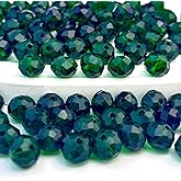 325pcs Glass Beads Deep Green, 10mm Crystal Beads for Jewelry Making, Briolette Faceted Rondelle Bulk Bead for Crafts DIY, Suncatchers, Bracelets, Earring, Necklace