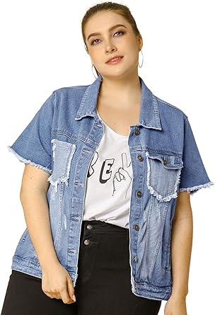 plus short sleeve denim jacket