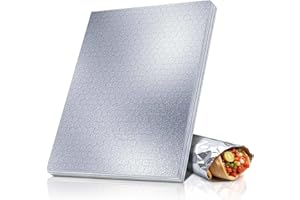 ANGEL'S PEEL LOUNGE ANGEL’S PEEL LOUNGE Heavy Duty Aluminum Foil Sheets — Heat Retaining Tinfoil Sheets For Burritos, Sandwiches, Burgers, Hot Dogs, Precut Grease-Resistant Wrapping Paper For Food, 14inx16in 100 -PCS