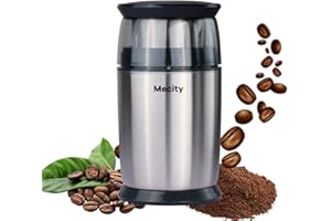 Mecity Electric Coffee Grinder Fast Grinder with 6 Stainless Steel Blades for Beans, Condiment, Pepper and Salt, Espresso Ground Coffee Grinder, Removable Bowl, Easy to Clean, 200W
