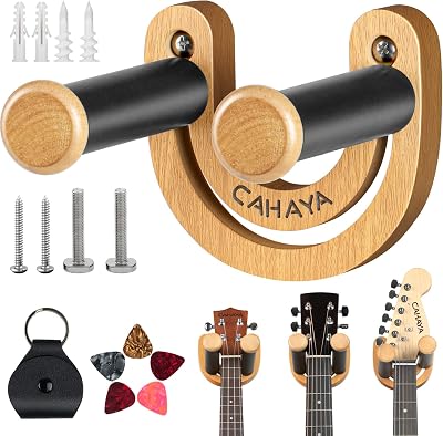 CAHAYA CY0297 Guitar Wall Mount Hanger 13kg Load, Smiley U-Shaped 5 Picks