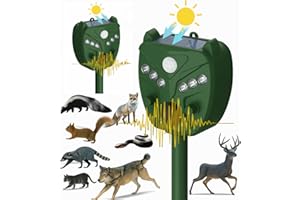 2 Pack NAVISOVL Solar Ultrasonic Animal Repellent Outdoor Cat, Squirrel, Deer Repeller, Motion Sensor&Flashing Light, Repel Dogs,Boar,Deer,Fox,Raccoon,Skunk,Rabbit,Bird Deterrent for Yard&Farmland