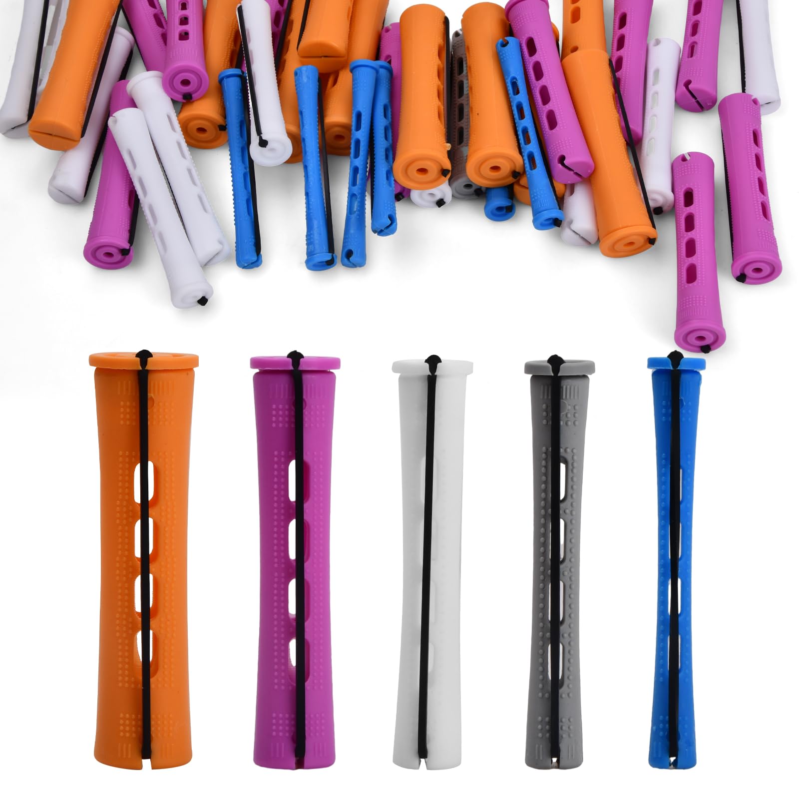Wisebom 50 Pcs Plastic Perming Rods for Women & Men Hair Styling, Perm Rods for Hairdressing - 5 Sizes for DIY Salon & Home Use, Curling Rollers for Straight & Curly Hair