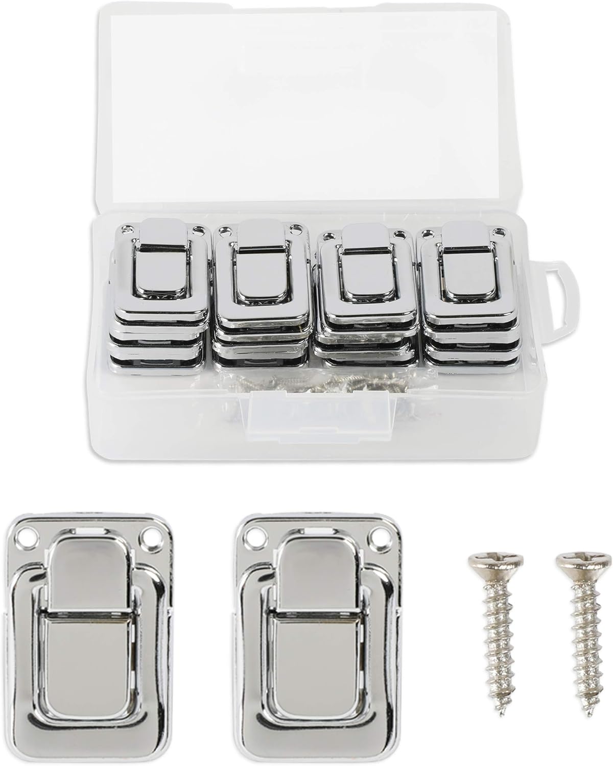 Briefcase Latch with Replacement Screws (1.7 x 1.2 Inches, 12 Pack