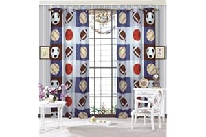 MK Home Kids 2 Panel Curtain Set with Grommet New (Blue Sports)