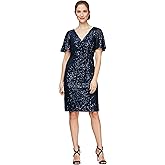 Alex Evenings Womens Short Cocktail Dress, Wedding Guest, Formal Event (Petite and Regular Sizes)