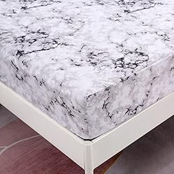 Mengersi Marble Sheet Set - White Gray Black Marble