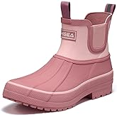 HISEA Women's Duck Chelsea Rain Boots Waterproof Short Garden Boot Outdoor Mud Boots