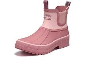 HISEA Women's Duck Chelsea Rain Boots Waterproof Short Garden Boot Outdoor Mud Boots