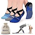 Ozaiic Yoga Socks for Women Non-Slip Grips & Straps, Ideal for Pilates, Pure Barre, Ballet, Dance, Barefoot Workout