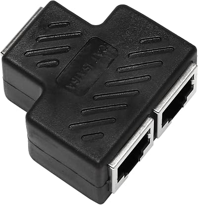 Oikabio 2 Port RJ45 Network Ethernet Splitter LAN Adapter Extender Connector 1pc