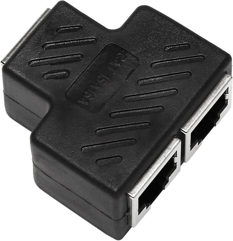 Oikabio 2 Port RJ45 Network Ethernet Splitter LAN Adapter Extender Connector 1pc