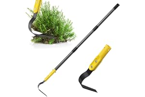 LILYVANE Garden Hoe Tool, 63 Inch L Shaped Hoe Garden Tools with Adjustable Long Handle for Weeding, Loosening Soil,Trenching, Heavy Duty Crack Crevice Weeding Hoe Hand Garden Tools for for Gardening Planting