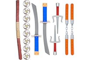 FHARLXQ Ninja Warrior Toy Plastic Weapons Role Play Set for Boys and Girls Pretend Play Battles Dress up Party Photo Booth Props