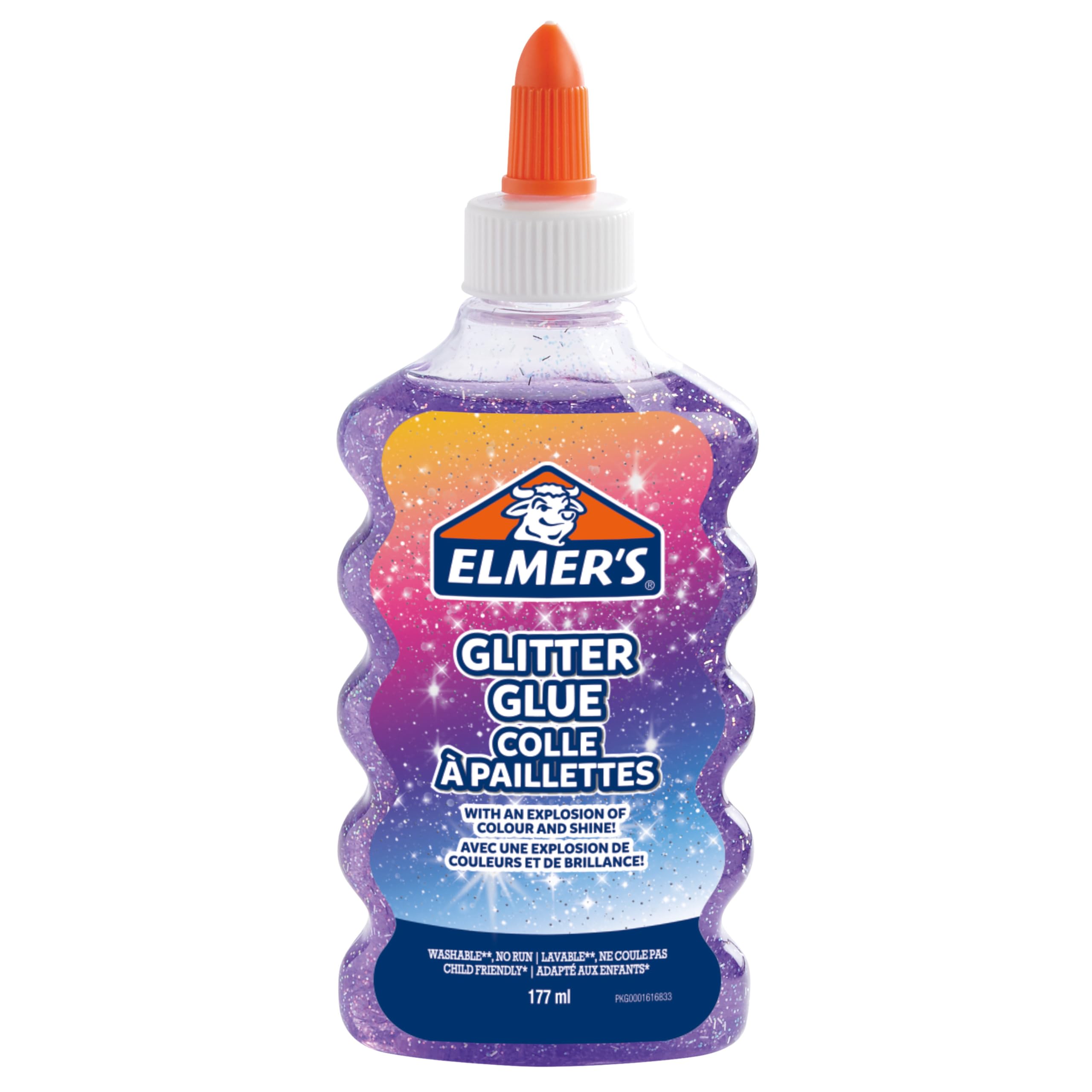Elmer's PVA Glitter Glue | Purple | 177 ml | Washable & Kid Friendly | Great for Arts & Crafts Projects