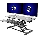 VIVO 36 inch Desk Converter, K Series, Height Adjustable Sit to Stand Riser, Dual Monitor and Laptop Workstation with Wide Ke