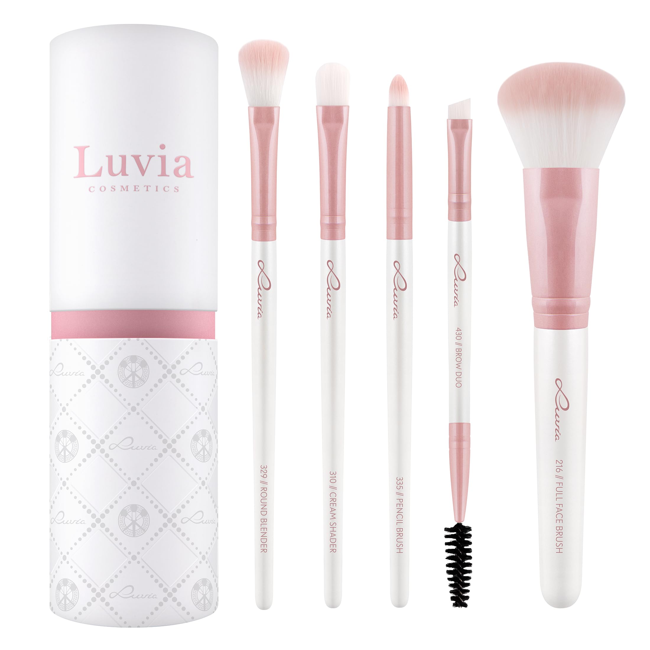Luvia Make-Up Brush Set, Daily Selection Brush Set, Powder, Eyebrow and Eye Brush Set, 5 Vegan Cosmetic Brushes