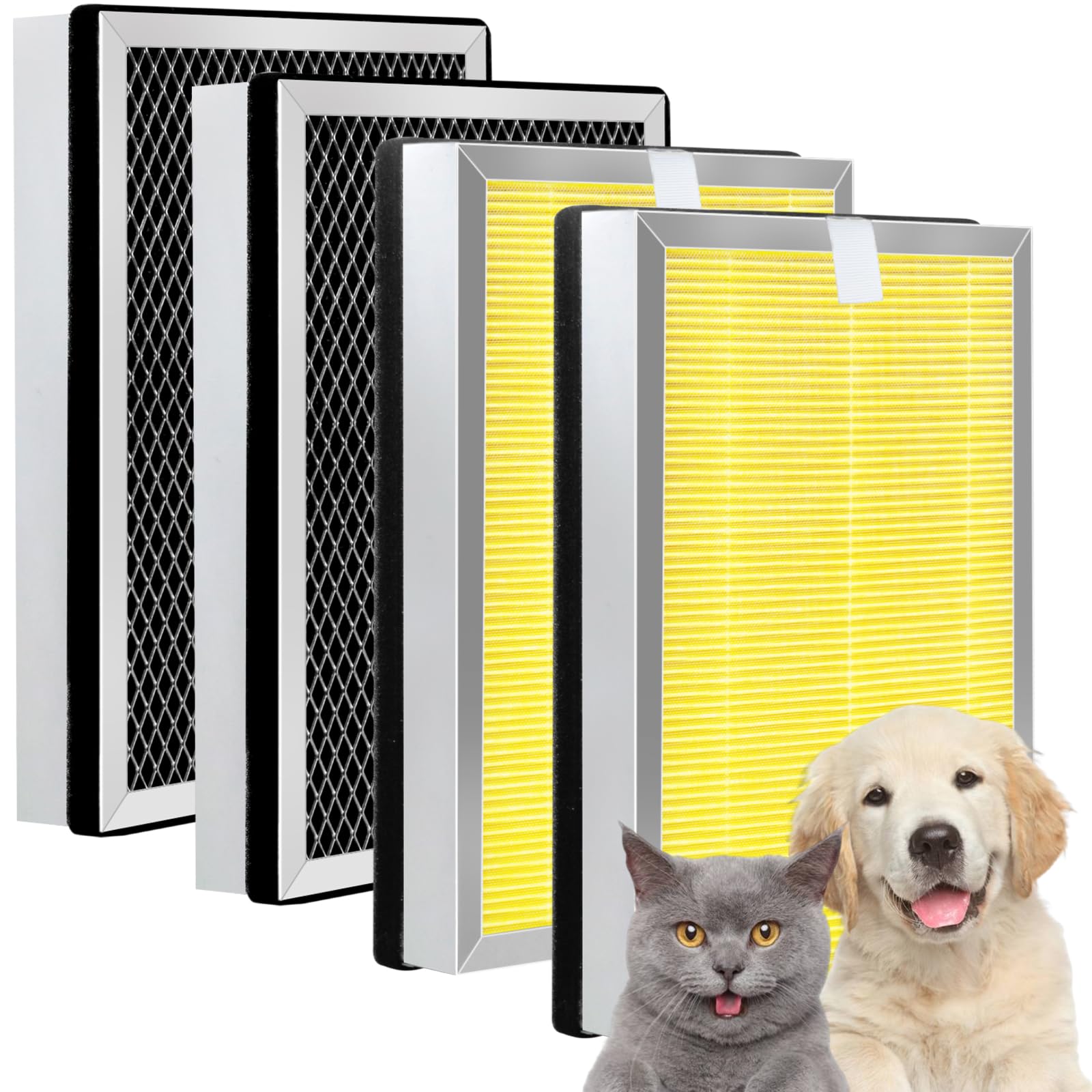 Photo 1 of 25 Pet Replacement Filter Compatible with MA Series Air Purifier 25 S1/W1/B1,3 in 1 Stage with Pre-filter,High-Efficiency Core Layer,and Activated Carbon,4-Pack