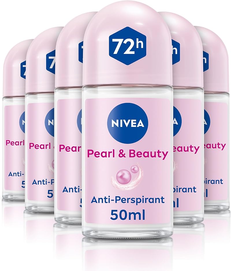 NIVEA Pearl & Beauty Anti-Perspirant Roll-On 50ml x6 Pack - 72h Protection