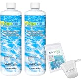 AlgaeShield Algaecide 32 FL OZ 12774 with My Garden Pool 7 in 1 Test Strips and Measuring Cup, 2 Pack