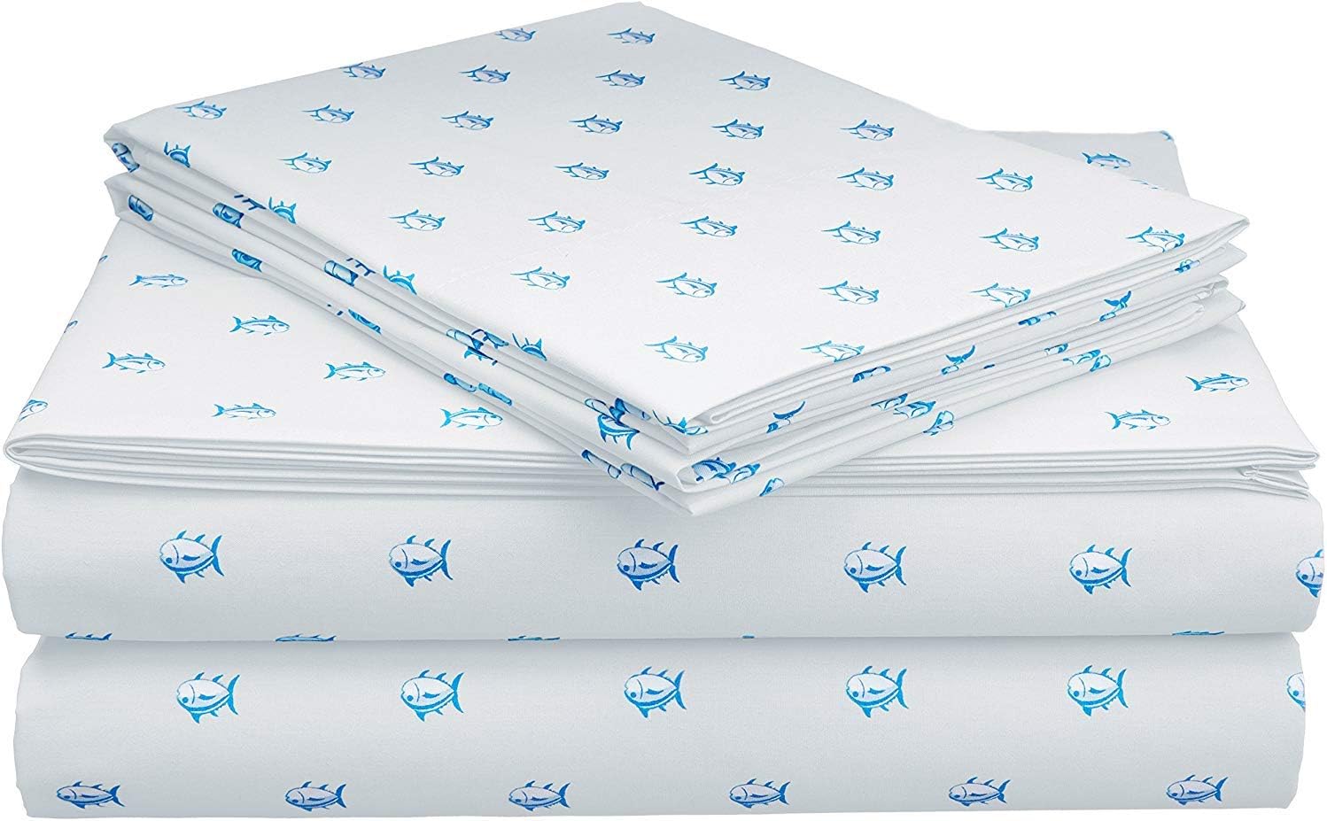 Southern Tide Home Printed Skipjack Cotton Sheet White, King
