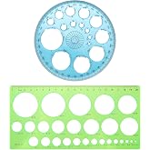 2 Pcs Circle Ruler, Multi-Function Circle Templates Stencil for Drawing | Plastic Circle Stencil Template for Studying, Designing, Office Use, Perfect for Painting &amp; Drafting, Large &amp; Small Sizes