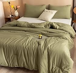 ROSGONIA Queen Comforter Set Olive Green, 3pcs
