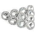 Fdit 10pcs Fashionable Decorative Clear Crystal Drawer Knobs, Shiny Rhinestone Home Bathroom Cupboard Drawer Door Pull Handle Decoration (Silver)