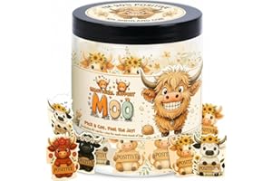 DEARMINE Positive Moo Jar with 60 Affirmation Cards - Emotional Support Moo, Highland Cow Gifts, Highland Cow Decor, Cow Decor, Highland Cow, Highland Cow Gift For Women, Cow Gifts