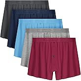 IGOLUMON Mens Underwear Boxer Shorts 5 Pack Bamboo Rayon Boxers for Men Classic Relaxed Fit Boxer Shorts with Button Fly