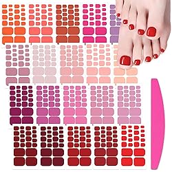 SILPECWEE Toe Nail Stickers Full Nail Wraps Red